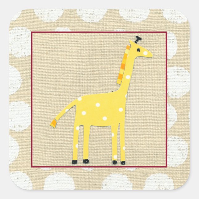 Sticker Carré Girafe jaune avec Pois blancs (Devant)