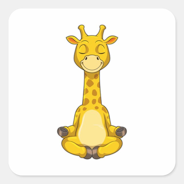 Sticker Carré Giraffe à la méditation de Yoga (Devant)