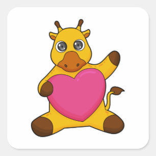 Sticker Carré Giraffe au coeur