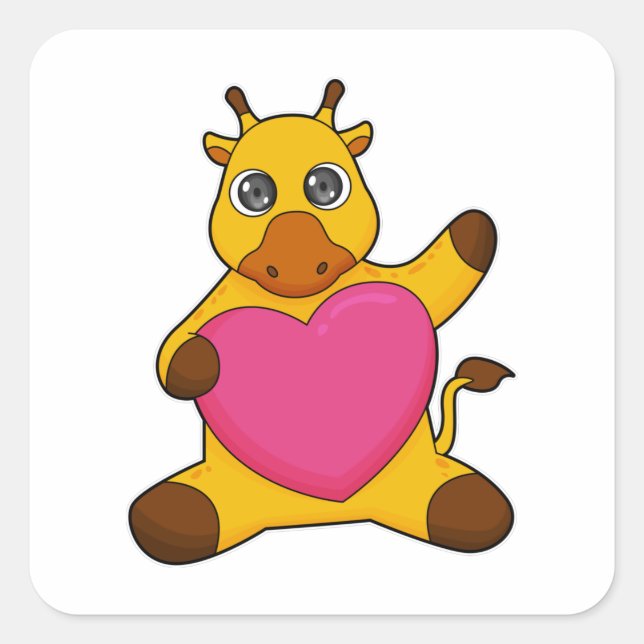 Sticker Carré Giraffe au coeur (Devant)