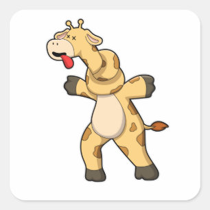 Sticker Carré Giraffe avec noeud dans le cou