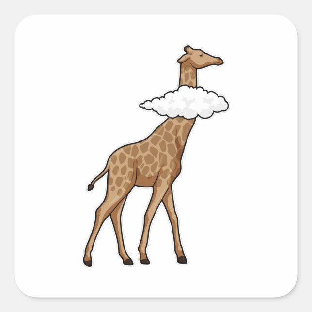 Sticker Carré Giraffe avec nuage (Devant)