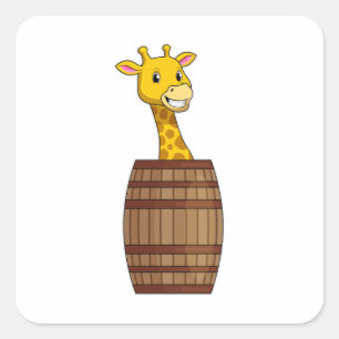 Sticker Carré Giraffe avec tonneau
