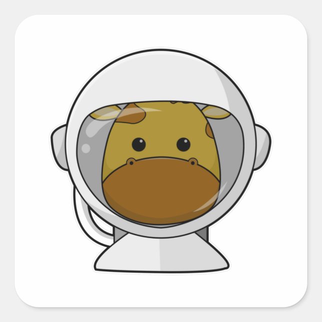 Sticker Carré Giraffe en astronaute avec casque (Devant)
