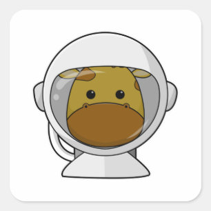 Sticker Carré Giraffe en astronaute avec casque