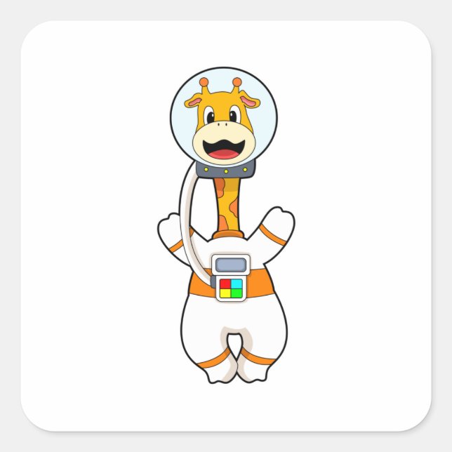Sticker Carré Giraffe en astronaute en costume (Devant)