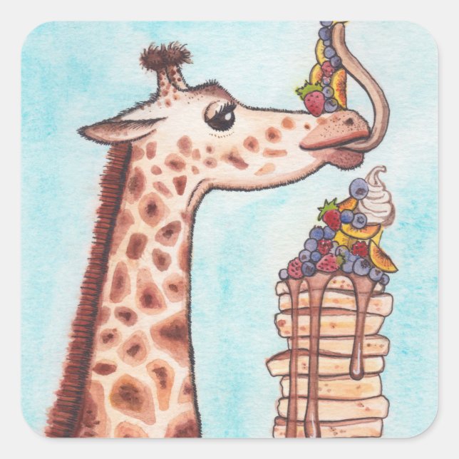 Sticker Carré Giraffe et Crêpes (Devant)