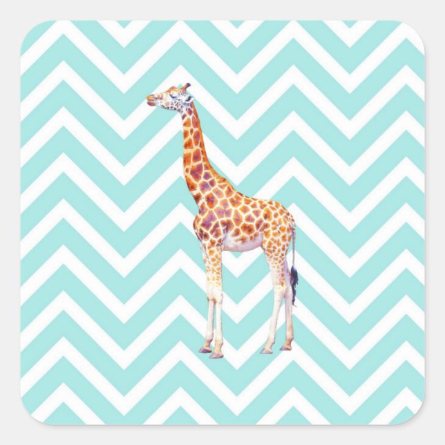 Sticker Carré Giraffe on zigzzag chevron. (Devant)