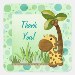 Sticker Carré Giraffe pois - Baby shower neutre