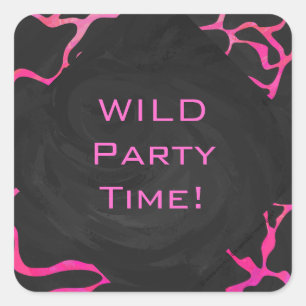 Sticker Carré Giraffe rose chaude et noire