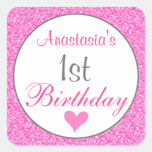 Sticker Carré Girl Glam Princess Hot rose Parties scintillant 1e