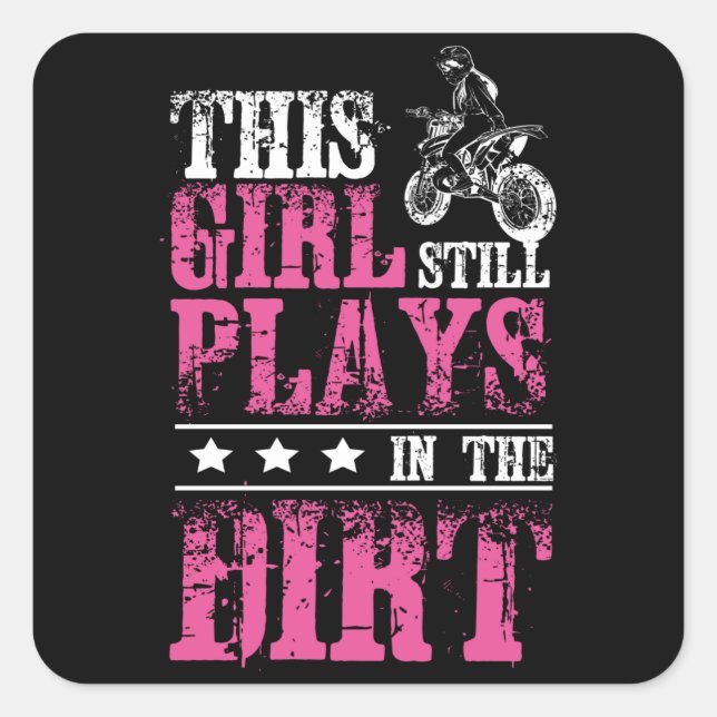 Sticker Carré Girl Motocross Dirt Bike (Devant)