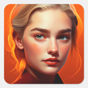 Sticker Carré Girl with blue eyes