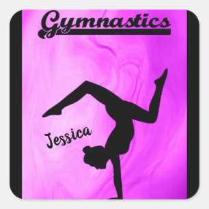 Sticker Carré Girls Gymnastique Purple Swirl Personnalisé