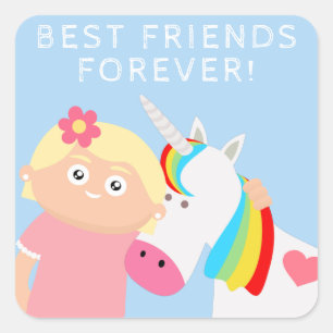 Sticker Carré Girls Unicorn