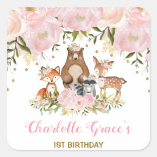 Sticker Carré Girly rougissent les cadeaux floraux