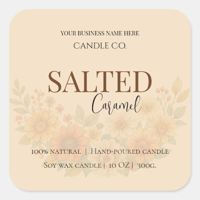 Sticker Carré Give Thanks Salted Caramel Candle Label (Devant)