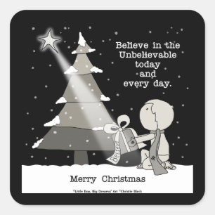 Sticker Carré Giver cadeau-Joyeux Noël