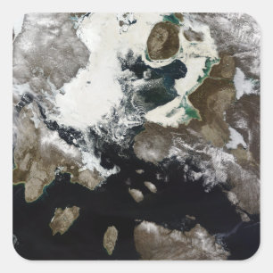 Sticker Carré Glace de mer et sédiment évidents dans Nunavut,
