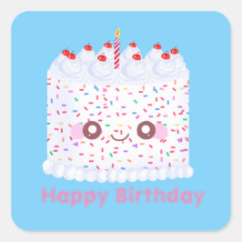 Sticker Carré Glacet blanc saupoudré gâteau d'anniversaire