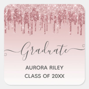 Sticker Carré Glam Blush Pink Gold Driding Parties scintillant G