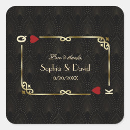 Sticker Carré Glam Gatsby Casino Las Vegas Mariage de poker