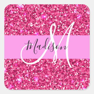 Sticker Carré Glam Girly Hot rose Parties scintillant étincelles