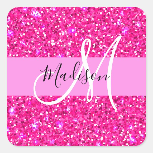 Sticker Carré Glam Girly Hot rose Parties scintillant étincelles (Devant)