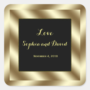 Sticker Carré Glam Gold Foil et Black Mariage Custom