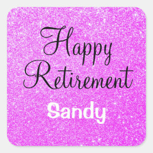 Sticker Carré Glam Happy Retraite Purple Parties scintillant Éti