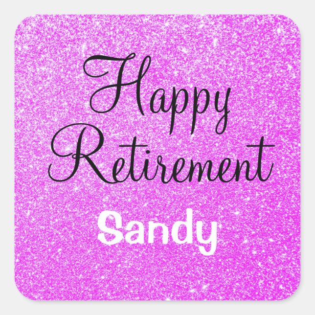 Sticker Carré Glam Happy Retraite Purple Parties scintillant Éti (Devant)