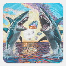 Sticker Carré Glamour Chomp-Shark Dressage pour les gemmes brill