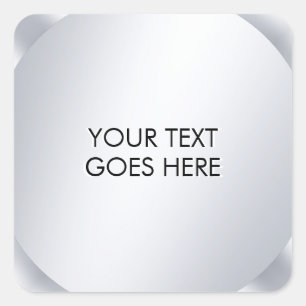 Sticker Carré Glamour Métallic Argent Votre modèle de texte pers