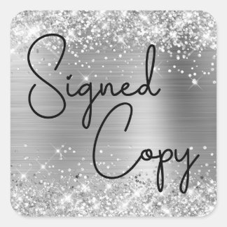 Sticker Carré Glitterie Silver Foil Coeur mou Signé Copie