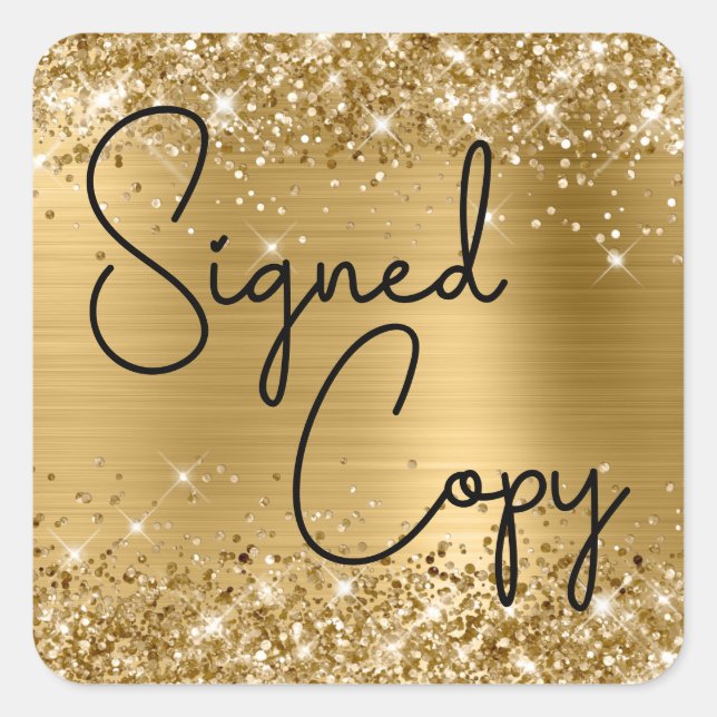 Sticker Carré Glittery Gold Foil Coeur mou Signé Copie (Devant)