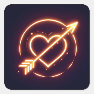Sticker Carré glowing image of a heart with cupid's arrow