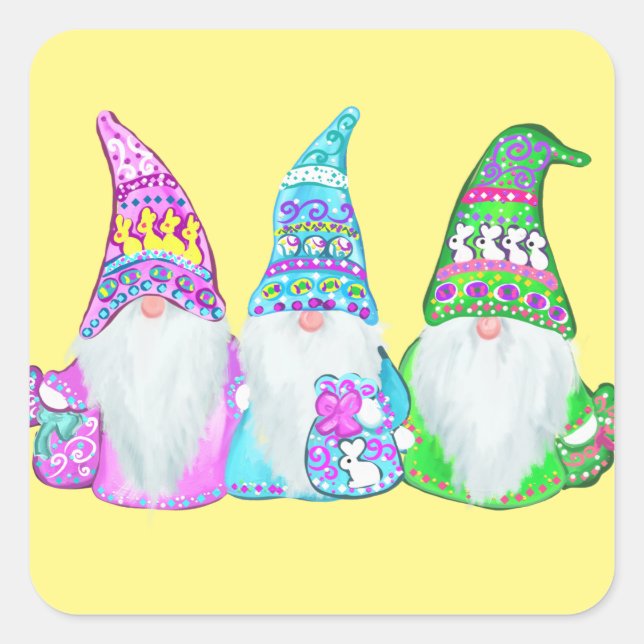 STICKER CARRÉ GNOMES DE PÂQUES (Devant)