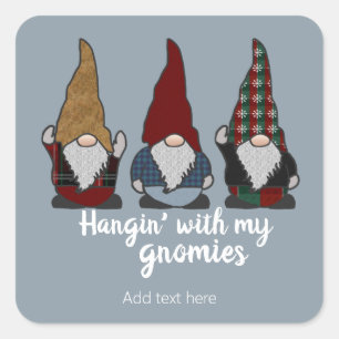Sticker Carré Gnomes Hangin avec mes fêtes des Gnomies