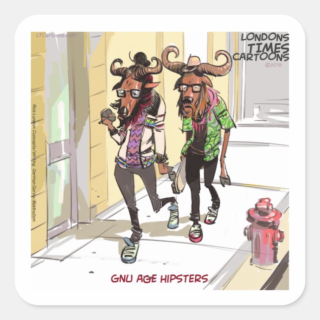 Sticker Carré Gnu Age Hipsters Rick London Drôle (Devant)