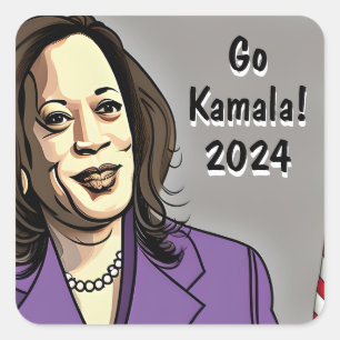 Sticker Carré Go Kamala 2024 Elections présidentielles américain