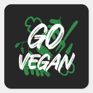 Sticker Carré go veggift for vegetarilovers green food