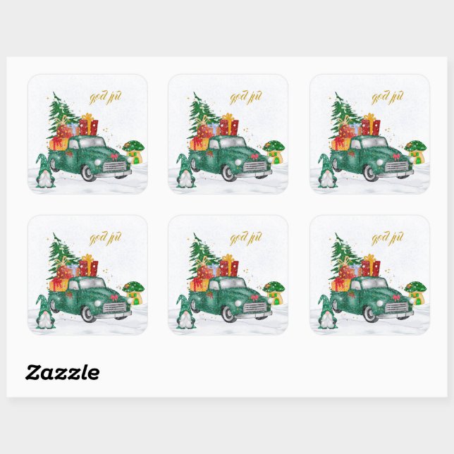 Sticker Carré God Jul Swedish Gnomes (Feuille)