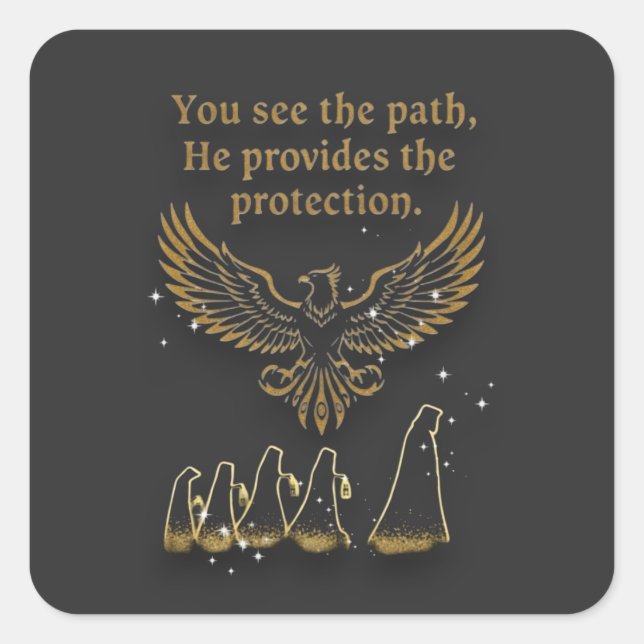 Sticker Carré God protection (Devant)