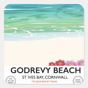 Sticker Carré Godrevy Beach St Ives Bay, Cornouailles poster voy