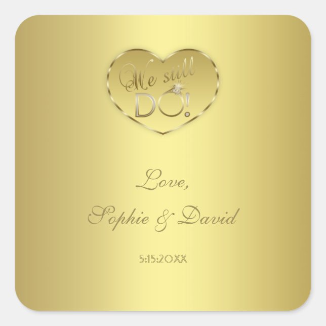 Sticker Carré Gold 50e anniversaire de Mariage Nous faisons touj (Devant)