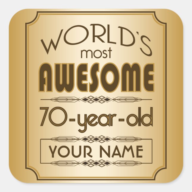 Sticker Carré Gold 70th Anniversaire Célébration Monde meilleur  (Devant)