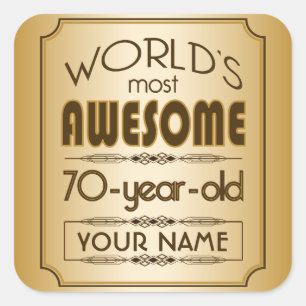 Sticker Carré Gold 70th Anniversaire Célébration Monde meilleur 