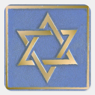 Sticker Carré Gold Blue Star de David Art Panel