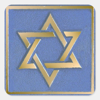 Sticker Carré Gold Blue Star de David Art Panel