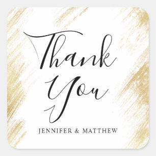 Sticker Carré Gold Brush Stroke Mariage Faveur